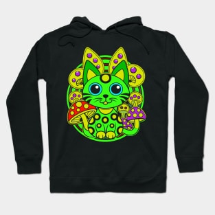 Trippy cat and mushrooms Hoodie